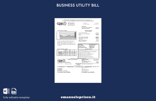 stile verificato Modello di fattura aziendale CPS Energy Utility